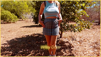 Preview 1 of Soni Xxxx - MILF strips to sexy lingerie in a public HIKING tease