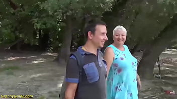 Preview 1 of Selebrity Sextape - busty mature loves stepson on public beach