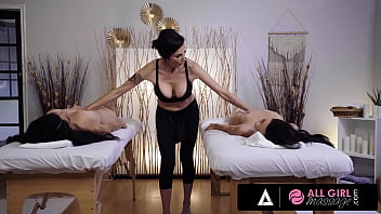 Preview 2 of Mozambique Black Xvideo Free Sex - ALL GIRL MASSAGE - Two Bubbly Girlfriends Do A Steamy Threesome With Older Lesbian Masseuse