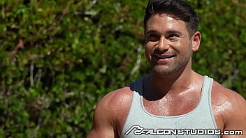 Preview 1 of Teen Russian Roped - FalconStudios - HOT EBONY JOCK Barebacks Handsome Hunk Beau Butler By The Pool