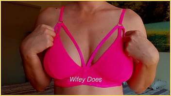 Preview 2 of Kayden Kross Boss Daughter - MILF hot lingerie. Big tits in hot pink bra