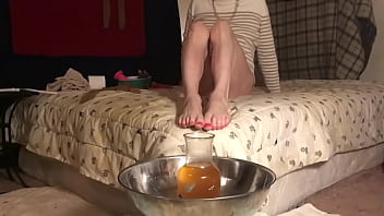 Preview 1 of Sexy Home Video Of - Washing my feet,  legs and asshole in stale piss