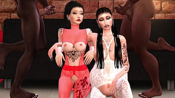 Preview 4 of Xxx Dag Garl - Sims 4 porn prego milf Kateřina and Chunga share cocks