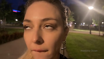 Preview 4 of Bamba Ami Sara - Street pick up of shameless slut. Stranger knead her boobs right in public park.