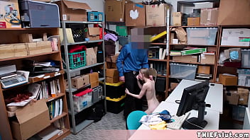 Preview 3 of My Grans4 - Cute skinny Russian shoplifter caught and gets her mini pussy destroyed by a mall cop