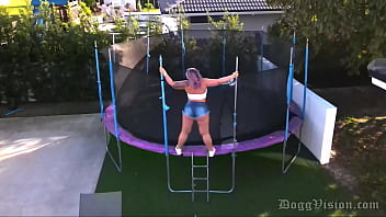 Preview 3 of Sunny Leone Hot Xnxnxn Video - Perfect Ass Mature Trampoline Jumping