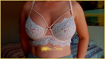 Preview 3 of Fajs 020 - MILF hot lingerie. Big tits in white lace bra