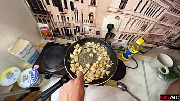 Preview 3 of Telugu Tv Anchor Lasya - Fucked and cum on neighbor&#039_s pussy while she was cooking dinner