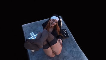 Preview 1 of Nederlands Slet - Seductive nun Little Dragon prays on her knees &amp_ stretches her hole with a buttplug in [the deepest confession] @ Braindance Spatial VR