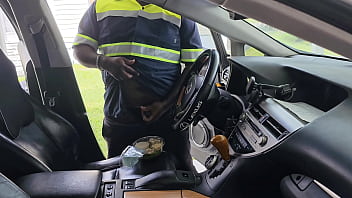 Preview 2 of Sxxcy Vidio - OMG!!! Female customer caught the food Delivery Guy  jerking off on her Caesar salad  (in Car)