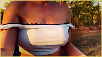 Preview 4 of Red Vegina - Amazing MILF flashing her tits on public bike ride