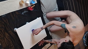 Preview 1 of New Sax Video 2018 Gym - Naked painting #2