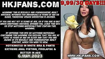 Preview 1 of Girl Lick Smegma Cock - Hotkinkyjo in white bra &amp_ pants extreme anal fisting,  prolapse &amp_ butter in ass