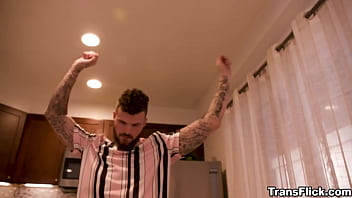 Preview 1 of Sopiya Lenon - Two trans Erica Cherry and Gracie Jane sharing one huge cock. Hatler Gurius invites TWO trans women,  He&#039_s surprised they both arrive at his door and they&#039_re willing to share Hatler.