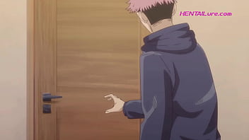 Preview 1 of Busty Cowgirl Jizz In Mouth - Nobara&rsquo_s throat gets wrecked by Yuji&rsquo_s cock before she squirts hard riding him on the bed! JJK #1 HENTAI Parody