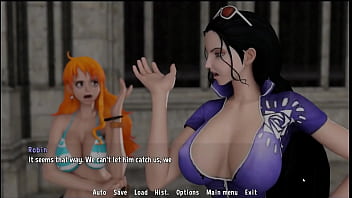 Preview 2 of Porn Fota - Sanji Fantasy Toon Adventure [ One Piece Parody Hentai Game PornPlay ] Ep.1 Robin is doing an outdoor multiple hands handjob to Sanji
