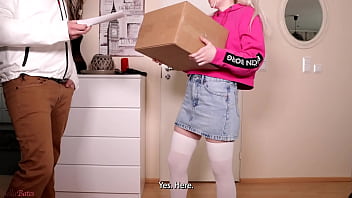 Preview 1 of Horse Breeding - Girl alone at home - Postman cannot miss the opportunity to cum in virgin pussy