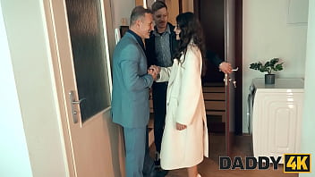 Preview 1 of Viet Pov - DADDY4K. Brunette whore cheats on her BF in the next room with his Daddy
