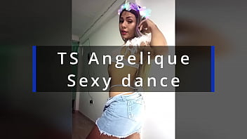 Preview 1 of Small Girl Black Big Coom - TS Angelique - Sexy dance
