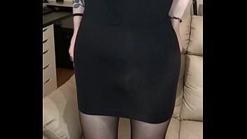 Preview 1 of New Hot Xxx Videocom - Pretty trans woman in a tight dress undresses and masturbates to cum