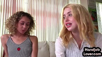Preview 1 of Leyla Under Sexy Feet - Tiny teen learning dirty talking POV HJ by her BFF in 3some