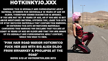 Preview 1 of Indian Sexi Videos 18 Years - Pink hair road warior Hotkinkyjo fuck her ass with big alien dildo from mrhankey &amp_ prolapse at the road