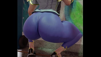 Preview 1 of Molly Flwers - Chun Li ass dance