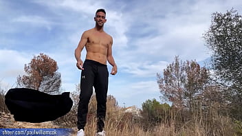 Preview 1 of Cuckold Advice - European stripper gets naked on the street and jerks off on a trail