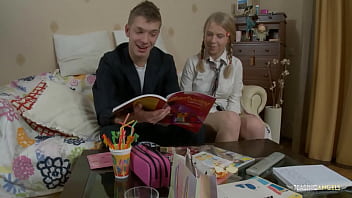 Preview 1 of 16 Year Old Dp - Her math tutor shows her how she can cum by fucking her hardcore doggy style