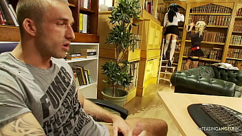 Preview 1 of Sexy Cabi Mu Mom - Being caught wanking in the library leads to a threesome with the brunette and blonde