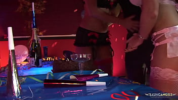 Preview 1 of Xxx Mlck - Lucky guy fucks two brunette bombshells and cums on their faces in a pub