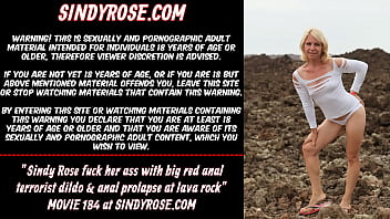 Preview 1 of Artis Indon Srx Sekodeng - Sindy Rose fuck her ass with big red anal terrorist dildo &amp_ anal prolapse at lava rock