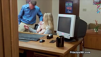 Preview 3 of Very Sloppy Pussy For Husband - Principal enjoys big juicy milf titties at his office