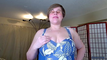 Preview 2 of Film Porno Mature German - Teasing You In Blue &amp_ White Swimsuit | Clara Crisp Knows About Your Bathing Suit Fetish | Enjoys Teasing You To Cum