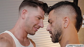 Preview 2 of Smortilesbi Na Avtomojke - Two sweaty handsome guys Adam Ramzi and Jordan Starr are busy in the shop. Adam doesnt want to shower but clean each other using their tongue and fuck hard