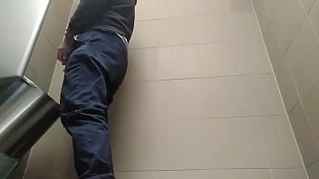 Preview 3 of Black Lebo Mom - Young guy peeing with his uncut cock in a highway toilet