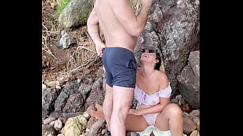 Preview 1 of Here Cam - Teacher Sucks Off And Fuck Stranger On Public Beach