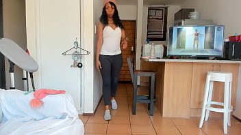 Preview 2 of New 2019 Video Bazil - Big-booty Ebony working out in tights,  my full length video,  working out nude,  available on this link https://www.xvideos.red/amateur-channels/analebony2# tabRed