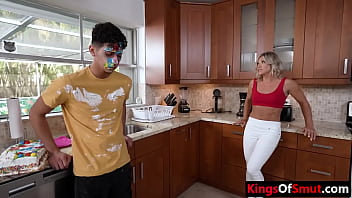 Preview 2 of Tits Fail - Fit MILF step mom gives step son a special b-day gift
