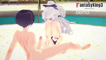 Preview 2 of Jizz Inside Mother - Vittorio Veneto whit amazing tits on the pool  | Azur Lane | Full vid on RED