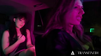 Preview 1 of In Cad - TRANSFIXED - Trans Driver Jade Venus Shoots a Big Cum Load in Whitney Wright&#039_s Mouth During Foreplay
