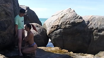 Preview 4 of Creampie Oh Slut - Sexo nas rochas com a ruiva