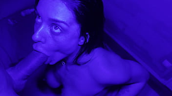 Preview 1 of Tube Bosque - Blowjob And Creampie In Blue Light Room