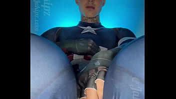 Preview 2 of Gay Thief Boy - Stroking My Massive Cock In Super Hero Costumes Before Shooting A Huge Load