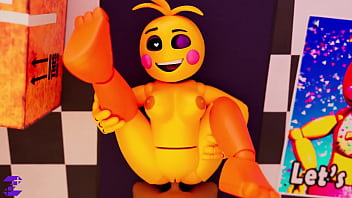Preview 2 of Scuba Mask - toy chica from five nights at freedys (fnaf) gets fucked by night security