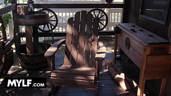Preview 1 of Bret Rosie - Concept: Country Milf With Big Tits Christie Stevens Rides Hunk Cowboy In The Saloon - Mylf Labs