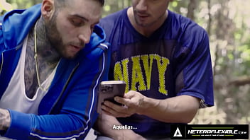 Preview 1 of Japan 4k Xxx - HETEROFLEXIBLE - Curious Str8 Hunks Skyy Knox &amp_ Tony D&#039_Angelo Fuck In The Woods - SPANISH SUBTITLES