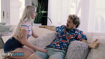 Preview 1 of Bus New Tube - Charming Blonde Dixie Lynn Gets On Her Stepbrother&#039_s Cock To Show Him How Experienced She Is - Milehigh