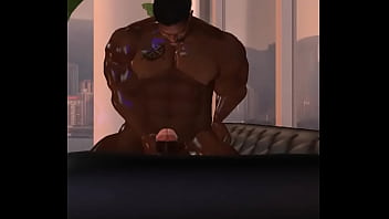 Preview 2 of Plja Bo - handsome clinton mcdonald jerking his big black dick