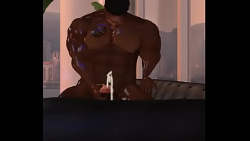 Preview 3 of Plja Bo - handsome clinton mcdonald jerking his big black dick